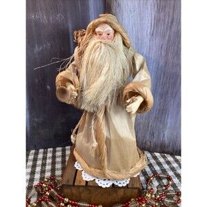 Corn Husk St. Nicolas Vintage Old World Christmas Tree Topper Stand Alone Decor